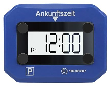 Digitale Parkuhr von LogiLink, geprüft durch KBA, mit automatischer Aktivierung, 24-Stunden-, Datum und Uhrzeit-Anzeige, SOS-Licht, Blau