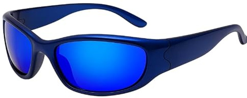 Grion Lunettes de soleil violettes fluo – Y2K – Nuances de fête futuriste rose irisé violet arc-en-ciel – pour femmes et hommes – Lunettes de festival rave, tendance et streetwear, Bleu océan foncé