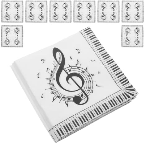 Musiknoten Dessertservietten 40 Stück Papier für Party und Geburtstag | Musikthema, Einweg Design, Saubere Nutzung und Schnelle Entsorgung, für Festtisch und Feier