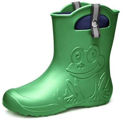 Ladeheid EVA Gummistiefel Damen warm gefüttert durch herausnehmbaren Innenschuh leichte wasserdichte Regenstiefel Griffe zum Anziehen rutschfeste Sohle LA-CA-23 (Smaragdgrün, 36/37 EU)