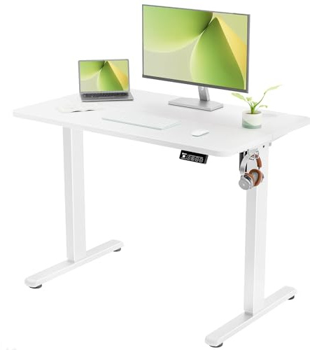 ERGOMAKER Höhenverstellbarer Schreibtisch Elektrisch 100x60cm Weiß | Ergonomischer Schreibtische,Lern-und Gaming-tisch mit Memory-Funktion,standing desk mit Spleißplatte Für Home Office