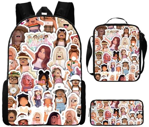 Set de 3 Piezas de Mochila para Niños, Mochila Escolar con Lonchera & Estuche, Mochila Ligera para Niños y Niñas(J)