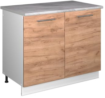 Vicco Spülenunterschrank Fame-Line, Goldkraft Eiche/Weiß, 100 cm