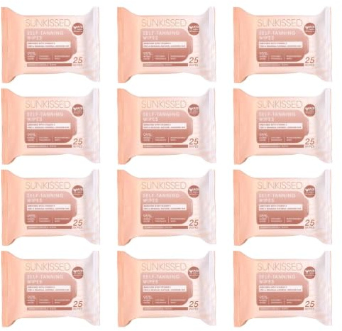 HOCHSTE® Self-Tanning Wipes,25 Sheets, 12PCS | Vitamin E Enriched, Coconut Fragrance, Streak-Free, 95% Natural Origin Formula, Quick & Easy Application, Travel Friendly