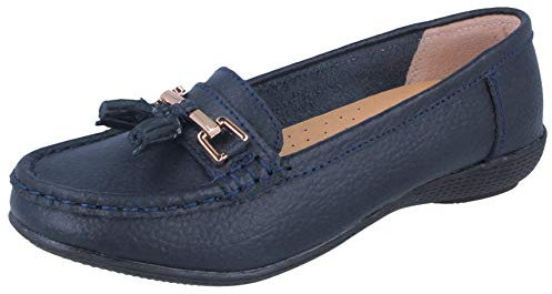 Jo & Joe Ladies LR Nautical Loafer Flatform Shoes Navy UK 6