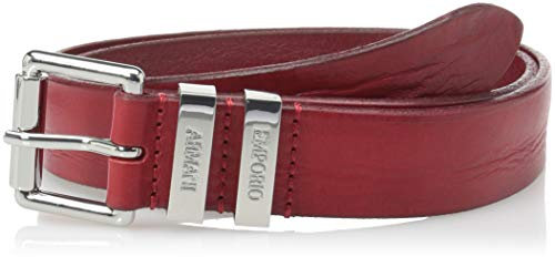 Emporio Armani Damen Volanato Leather Belt Gürtel, rot, 80 cm