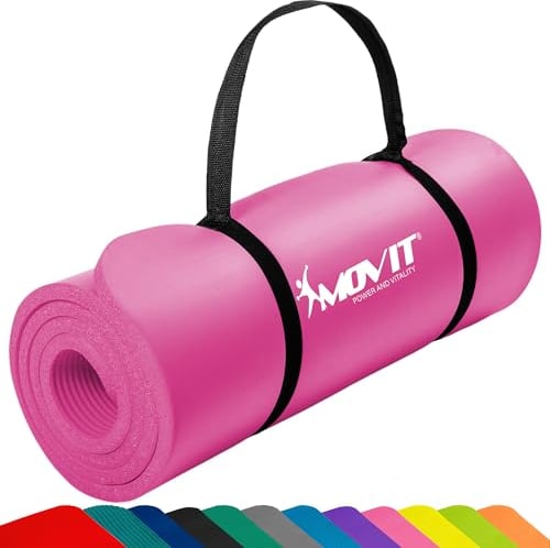 MOVIT Tapis Gymnastique - Doux pour Peau, sans Phthalates, 183x60x1,0cm, en Rose - Musculation, Fitness