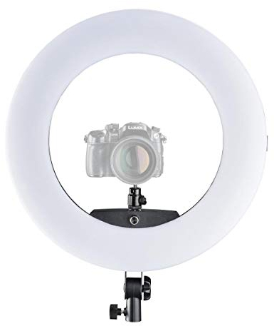 Walimex pro Medow 960 Pro LED-Ringlicht, Ringleuchte Bi-Color 3200-5500 K, dimmbare Videoleuchte mit Fernbedienung 96 W, kompatibel mit verschiedenen Lampenstativen
