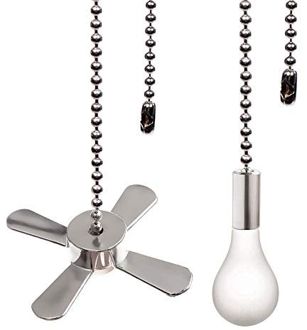 Zugkette für Deckenventilatoren, 34,9 cm, Ventilatorzug-Set mit Stecker, 2 Stück Perlenkugel-Zugkette (Nickel)
