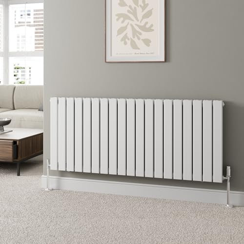 DuraTherm® 600 x 1444mm White Horizontal Designer Radiator Double Column Flat Panel Modern Central Heating Panels Bathroom Radiators