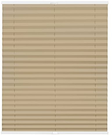 Lichtblick Plissee Klemmfix nach Maß, ohne Bohren, verspannt, lichtdurchlässig, Blickdicht, Made in Germany - Sand 95 cm x 130 cm (B x L)