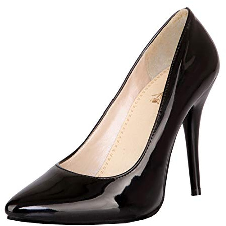 MISSUIT Damen Lack Stiletto High Heels Pumps Spitz Geschlossen(Schwarz,42)