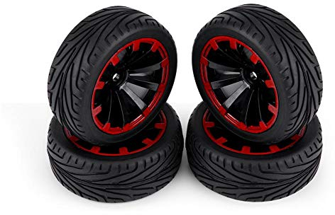 Qiterr RC Autoreifen, 4 Stück/Satz Reifen Gummireifen Racing Offroad Fahrzeug Felge für RC 1:10 Autoteile(10 Löcher)