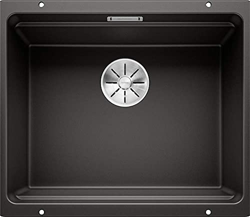 BLANCO ETAGON 500-U | Granitspüle aus SILGRANIT schwarz | Einbauart: Unterbau | für 60 cm breite Unterschränke | Durchdachtes Systemkonzept mit vielseitig verwendbaren ETAGON-Schienen