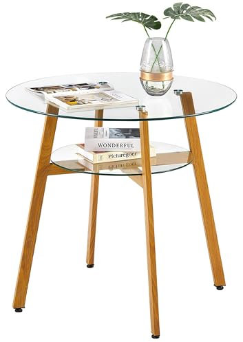 IPOTIUS Ronde Table Salle à Manger en Verre Scandinave pour 2 à 4 Personnes Table de Cuisine avec Pieds en Métal 80x75cm