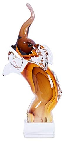levandeo Designer Skulptur Elefant H36cm Glasskulptur Glasdeko Rot Orange Deko Geschenk Unikat Dekofigur