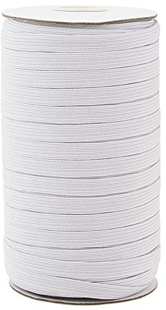 Cheriswelry bande élastique blanche 3/8 plat tressé cordon élastique boucle d'oreille corde sangle pour la couture bricolage oreille cravate artisanat faisant, environ 90~100 mètres