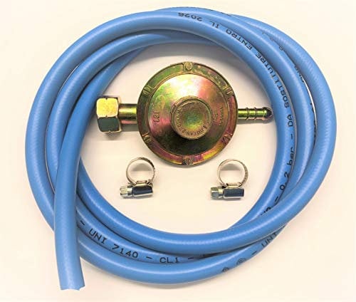 Regolatore Bassa Pressione Per Cucine Stufe Barbecue a Gas Gpl Kit 2 Mt di Tubo 2 Fascette