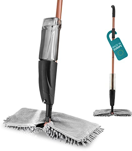 Clever Clean - Wischmopp mit Sprühfunktion [600 ML TANK] - Sprühwischer mit 2 in 1 Waschpad - Bodenwischer Nass & Trocken, mit einzigartigen 360 Grad Gelenk für alle Ecken - Bekannt aus dem TV