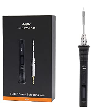 TOOLSAVING TS80P Soldering Iron Kit Upgraded Programmable Smart Portable Pocket-Size 9V/12V Type C USB Original Digital OLED Set with B02 Tips