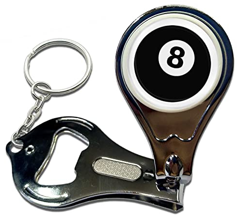 BadgeBeast.co.uk 8 Ball - Key Ring Bottle Opener and Nail Clipper