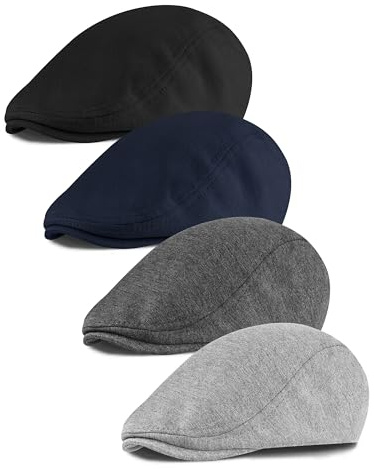 KUTTOR 4 Pieces Newsboy Men's Hat - Flat Cap Soft Stretch Fit Men's Cap - Cabbie Hunting Cap - Ivy Hat for Men - Outdoor
