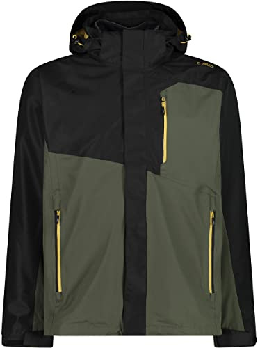 CMP - Man Jacket Zip Hood Detachable Inn.Jacket, Man, Nero-Oil Green, 56
