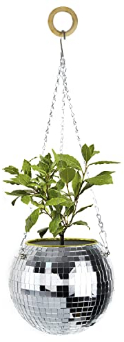 Disco Ball Pflanzenhänger,Premium Disco Ball Pflanzgefäß für Zuhause und Büro,Spiegel Hängende Vase für Zimmerpflanzen,20.3 cm