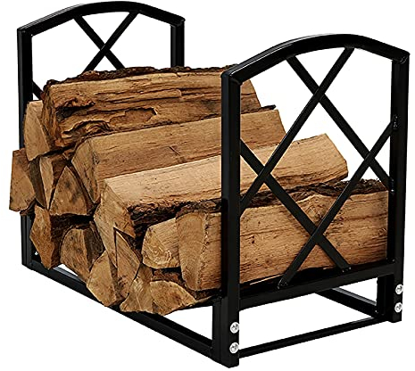Kaminholzregal für den Innenbereich, 60 cm, Metall-Anzündholzhalter, Aufbewahrungs-Organizer, robuster Holzträger/Kaminholz-Ofen-Stapel, für Herd/Kamin, Kamin