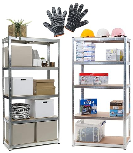 Crystals 5-Tier Racking Shelf Heavy Duty Garage Shelving Units - 180cm x 90cm x 40cm with 875KG Total Capacity (175KG Capacity per Shelf) - Perfect for Workshop, Shed, or Office Storage [2-BAY]