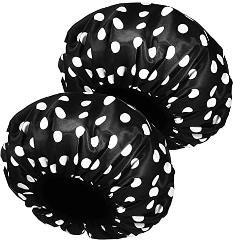 FOMIYES 2 Stück Wiederverwendbare Duschhaube Badekappe Duschhauben Punkte Badekappe Für Alle Haarlängen Mit Elastischem Band Stretch-Saum Haarhut