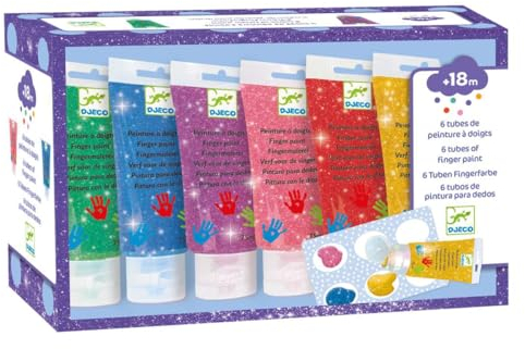 Peinture enfant Djeco Tubes de peinture à doigts avec des paillettes