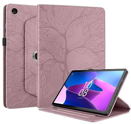 Succtopy Coque Lenovo Tab M10 Plus 10.6 (3rd Gen) TB-125FU/TB128FU 2022 Étui Support Rotatif à 360 Degrés PU Cuir Housse de Protection Portefeuille Tablet Étui Lenovo Tab M10 Plus 3rd Gen Rose Gold