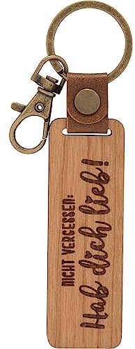 GRUSS & CO Schlüsselanhänger Holz Motiv Lieb | Anhänger aus Kirschholz mit Gravur Nicht vergessen Hab dich lieb!, inkl. Karabiner | 48331