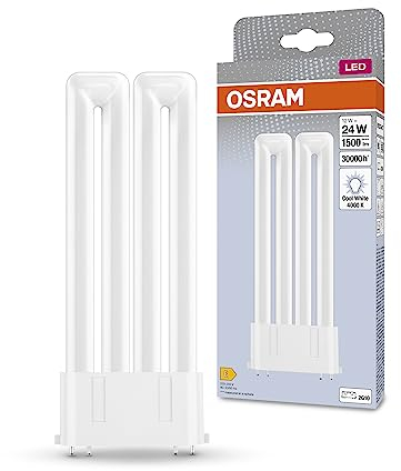OSRAM DULUX LED F24 EM, 2G10, 12W, 1500lm, 4000K, kaltweiße Lichtfarbe, LED-Ersatz für herkömmliche Kompaktleuchtstofflampen mit 4pol. 2G10 Stecksockel, extrem lange Lebensdauer, keine Aufwärmzeit