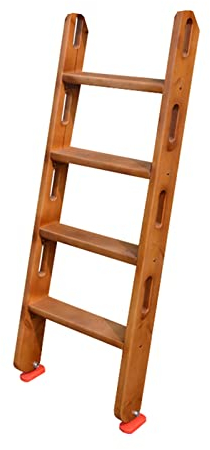 Platzsparende Mobile Etagenbettleiter, unlackierte Holzleiter für den Dachboden, einfach zu montierende Studentenwohnheim-Bettleiter mit Haken, 40 cm breit (Farbe: Braun, Größe: 4 Stufen 125