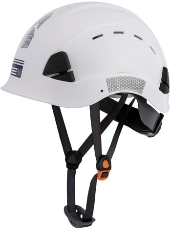 LOHASTAR Hard Hats Construction Safety Helmet Adjustable Men Worker CE Hardhat Lime Hard Hat with Chin Strap Industrial Construction Helmet(UK-A3 White)