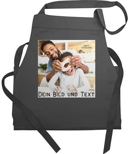 Schürze - Erwachsene - Dein Bild Foto Text Geschenk - 60x87 - Anthrazit - selbst gestalten koch geschenke männer personalisierte muttertagsgeschenk selber bedrucken weihnachtsschürzen