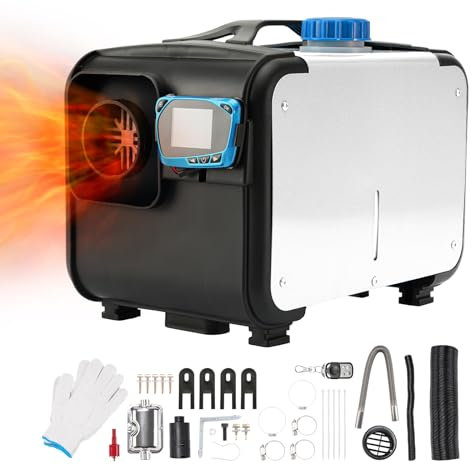 ShockFlo 12V 5KW Diesel-Heizung All-in-one Single Hole Schnelles Standheizgerät mit intelligenter LCD-Anzeige für Garage, Wohnwagen, Wohnmobil, LKW, Anhänger, Boot (Weiß)