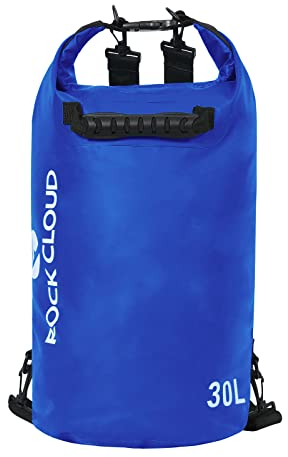 ROCK CLOUD Wasserdichter Trockensack für Kajakfahren, Rafting, Bootfahren, Strand, Surfen, Schwimmen, Kanu, Camping, Wandern, Angeln, Skifahren, blau, 30 l, Trockentasche