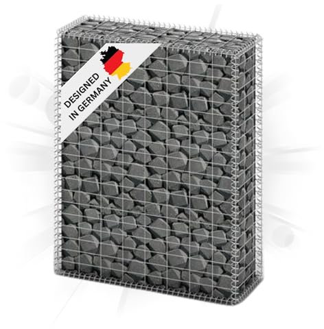 DELUKE Gabionensäule Steinsäule MISA aus Stahl | für Außenbereich | 100x80x30cm | Steinkorb Gabionengitter Ziergabione Steingabione Drahtkorb befüllbar