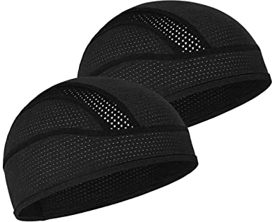 MELASA Cooling Fahrradmütze Unter Helm, Mech Atmungsaktive Helmet Liner Skull Cap, Fahrradhelm Mütze Laufmütze Sport Funktionsmütze für Männer Frauen, Passt unter Helme(Schwarz & Schwarz)
