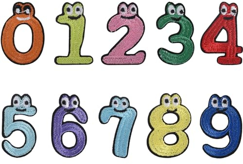 10 Stück Zahlen Bestickte Patches, 0-9 Number Iron On Patches, Aufnäher Patches Zahlen, Gestickte Zahlen, Flicken zum Aufbügeln Zahlen, für Kleidung, Hüte, Jeans, Rucksäcke