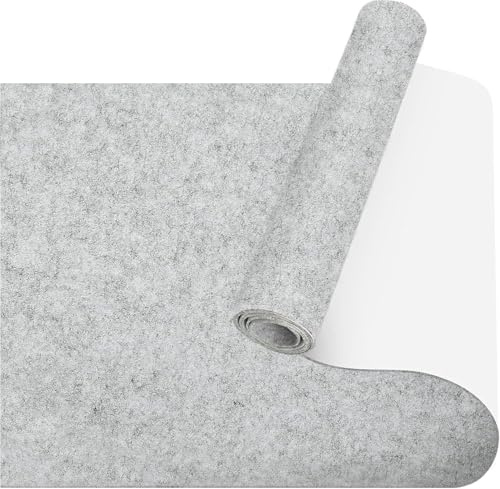 Fondlife Feltro autoadesivo, in feltro adesivo, 2 mm, autoadesivo, per mobili, per divano, gambe del tavolo, fai da te (grigio chiaro, 150 x 40 cm)