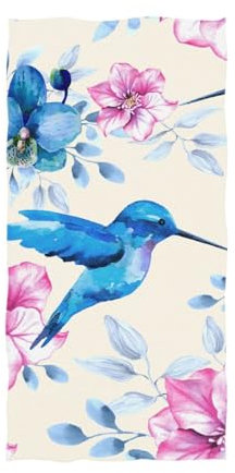 YOUJUNER Große Handtücher, Badetuch, Blume, Vogel, Kolibri, Badetücher für Dusche, Spa, Sauna, Strand, Fitnessstudio