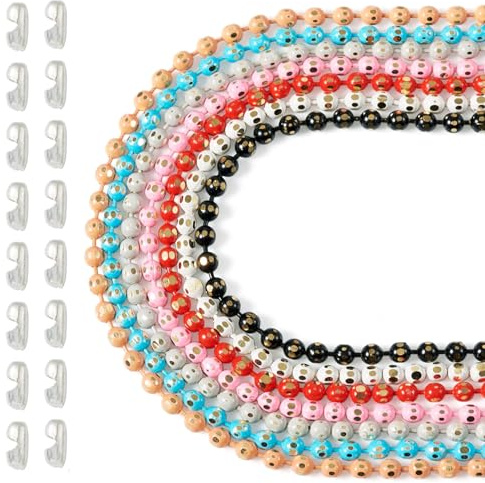 Spritewelry Facettierte Kugelketten aus Messing, 1,5 mm, bunte Kugelkette mit Kugelkettenverbindern für selbstgemachte Damen-Halsketten, Schmuckherstellung, Bastelbedarf, 12 Meter