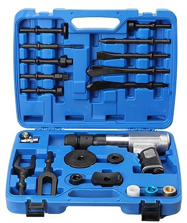 YILIKISS Air Hammer Chisel Kit, Heavy Duty Vibration Impact Air Pneumatic Hammer Handheld Chassis Repair Set for Motor Vehicles and Workshop Vehicles, with Carrying Case