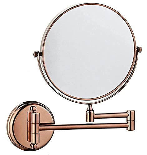 CAFIEDR Miroir de Rasage de Salle de Bain Miroir de Maquillage Mural Miroir de Maquillage Mural pivotant Double Face de 6 Pouces Extensible Pliant Miroir de Maquillage (Rose Gold 1X/5X)