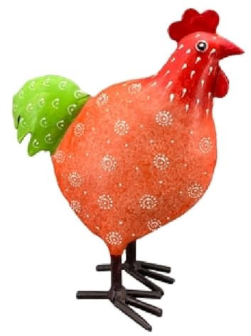 frühlingshaftes buntes Deko-Huhn Garten-Huhn Garten-Deko Metall bemalt rosa gelb grün orange (orange)