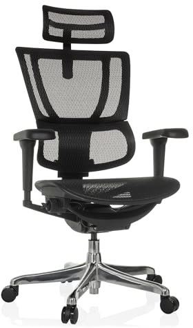 hjh OFFICE Bürostuhl ergonomisch ERGOHUMAN Slim Ultra GEN2 Originales Design, Bürosessel mit Flexibler Lendenwirbelstütze, Netzbespannung, Schwarz